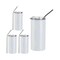 Craft Express 4 Pack 16oz Stainless Steel Skinny Sublimation Tumblers with Lids and Straws